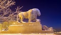 Lion on the Admiralty embankment in winter