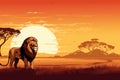 Lion african savanna. Generate Ai Royalty Free Stock Photo