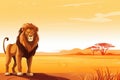 Lion african savanna sunset. Generate Ai