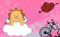 Lion angel cherub baby cartoon cloud background Royalty Free Stock Photo