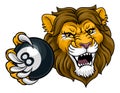 Lion Angry Pool 8 Ball Billiards Mascot Cartoon