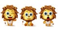 Lion animals vector character set. Little lions animal kids characters in different facial expression like cute, happy.