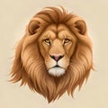 Lion art, sketch, shape or portrait isolated on background.