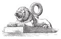 Lion Assyrian bronze, vintage engraving Royalty Free Stock Photo