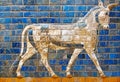 Ishtar Gate wall with mythical bull Royalty Free Stock Photo