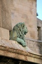 Lion at base of Egyptian obelisk, Arles, France.