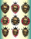 Lion beast head emblem stamp illustration