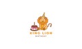 Lion birthday cute cartoon logo icon vector illustration Royalty Free Stock Photo