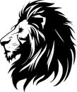 Lion - black and white vector illustration Royalty Free Stock Photo