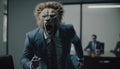 Lion Business worker or lawyer. Metaphor for all powerful boss or lawyer or employer.