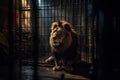 lion in cage, generative by AI