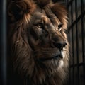 lion in cage, generative by AI