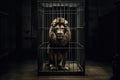 lion in cage, generative by AI