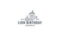 Lion with cake cute cartoon logo icon vector illustration Royalty Free Stock Photo