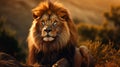 Majestic Lion In Vibrant Colorism: A Masterpiece Of Light And Dark