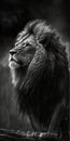 Lion in carbon fiber concept art. Black and white lion art with incredible detail.