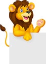 Lion cartoon with blank sign Royalty Free Stock Photo