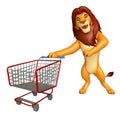 Lion cartoon character with trolly