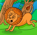 Lion cartoon vector clipart, angry lion jumping and roaring Royalty Free Stock Photo