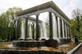 Lion Cascade fountain with colonnade on a clear sunny day, Peterhof.