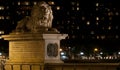 The lion of the Chain bridge in Budapest Royalty Free Stock Photo