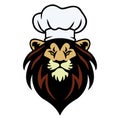 Lion Chef Head Hat Logo Mascot Design Vector