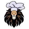 Lion Chef Mascot Restaurant Logo Design Template Vector Art