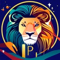 Lion in a circle with the letter P. Vector illustration. Generative AI