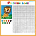 Lion. Color by numbers. Coloring book for kids. Colorful Puzzle Game for Children with answer