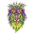 Lion colorful digital art illustration