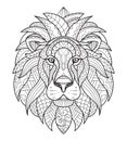 Lion. Coloring for adults. Antistress. Hand drawn doodle zentangle lion illustration Royalty Free Stock Photo