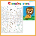 Lion. Coloring book for kids. Colorful Puzzle Game for Children with answer Royalty Free Stock Photo