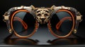 lion cool retro eyeglasses. High detailed eyeglasses. generative ai