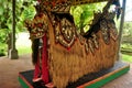 Lion costume bali style for indonesian people wear dancing in legong and barong waksirsa dance for show travelers people at Ubud Royalty Free Stock Photo