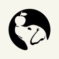 Dog and Apple simple logo design silhouette