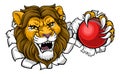 Lion Cricket Ball Animal Sports Team Mascot