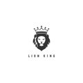 Lion with crown logo. Black color. Royal icon Royalty Free Stock Photo