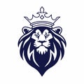 Lion with Crown Logo Design Vector Royalty Free Stock Photo