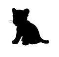 Lion cub. Predator Wild animals. Silhouette figures. Isolated on white background. Vector. Royalty Free Stock Photo