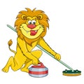 Lion curling. Cartoon style. image on white background.