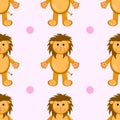 Lion cute seamless pattern, vector illustration background, animal cartoon pattern for kids Royalty Free Stock Photo