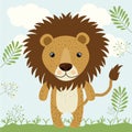 Lion cute wildlife icon
