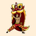 Lion Dance Barongsai illustration full figure vector Royalty Free Stock Photo