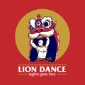 Lion Dance or Barongsai vector illustration symbol Royalty Free Stock Photo