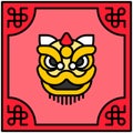 Lion dance card icon, Lion dance related vector