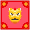 Lion dance card icon, Lion dance related vector