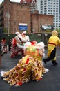 Lion dance in Chinatown, Boston during Chinese New Year celebration