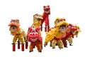 Static display of Chinese (Southern) Lion Dance, isolated on white background to celebrate the Lunar New Year