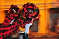 Lion dance at night