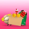 Lion Dance, Sheep With Empty Votive Picture On Pink